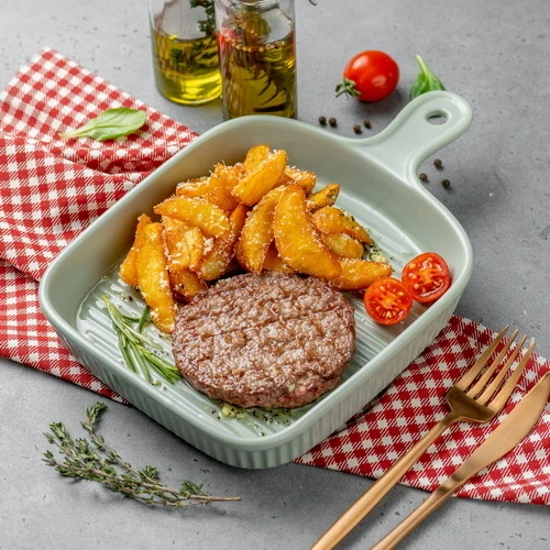 Бифштекс из мраморной говядины с картофелем Айдахо