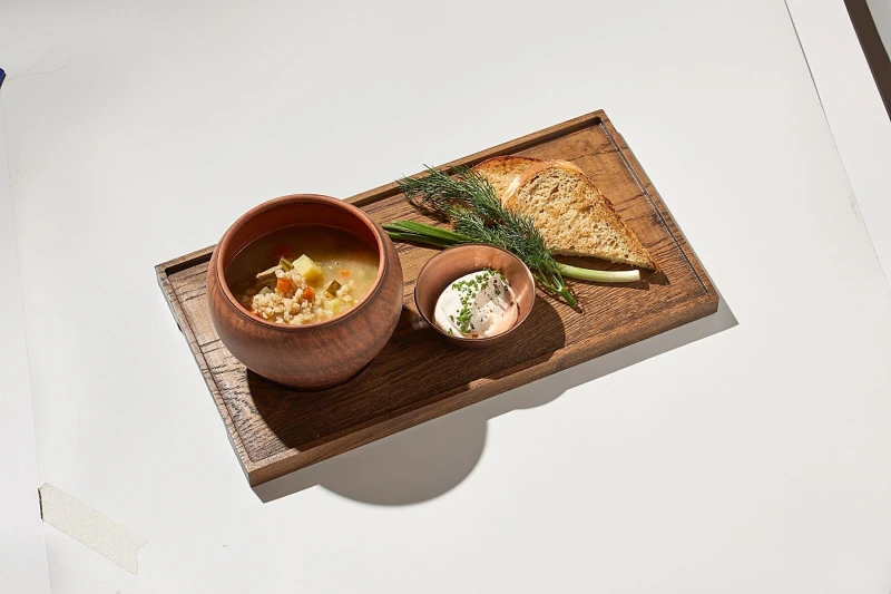 Рассольник с уральской перловкой и грудинкой