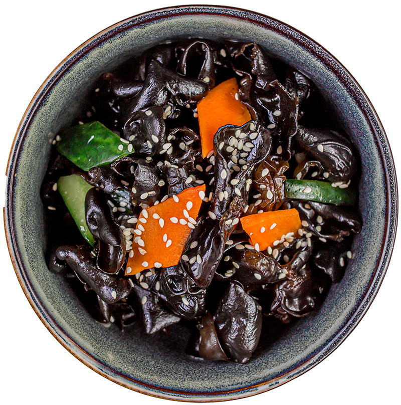 Древесные грибы с овощами