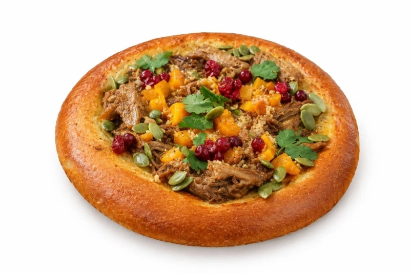 Шаньга с уткой и печеной тыквой